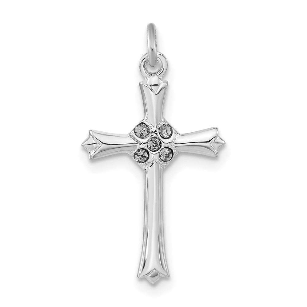 Sterling Silver CZ Cross Pendant, 26.25 x 14.4 mm