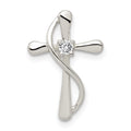 Sterling Silver Polished CZ Cross Pendant, 19 x 13 mm