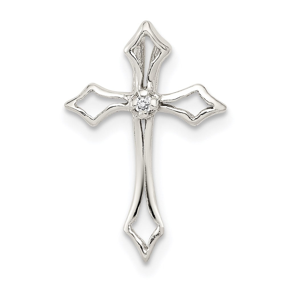 Sterling Silver CZ Cross Charm, 19 x 13 mm