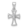 Sterling Silver Rhodium Plated CZ Open Cross Pendant, 21.6 x 11.42 mm