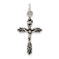 Sterling Silver Antiqued Crucifix Charm, 33 x 15 mm