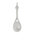 Sterling Silver Tennis Racquet Charm, 30 x 10 mm