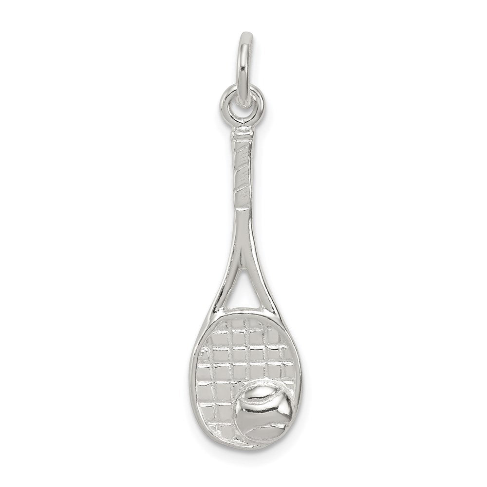 Sterling Silver Tennis Racquet Charm, 30 x 10 mm