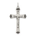 Sterling Silver Antiqued Satin Halo and Corpus Cross Pendant, 44 x 23 mm