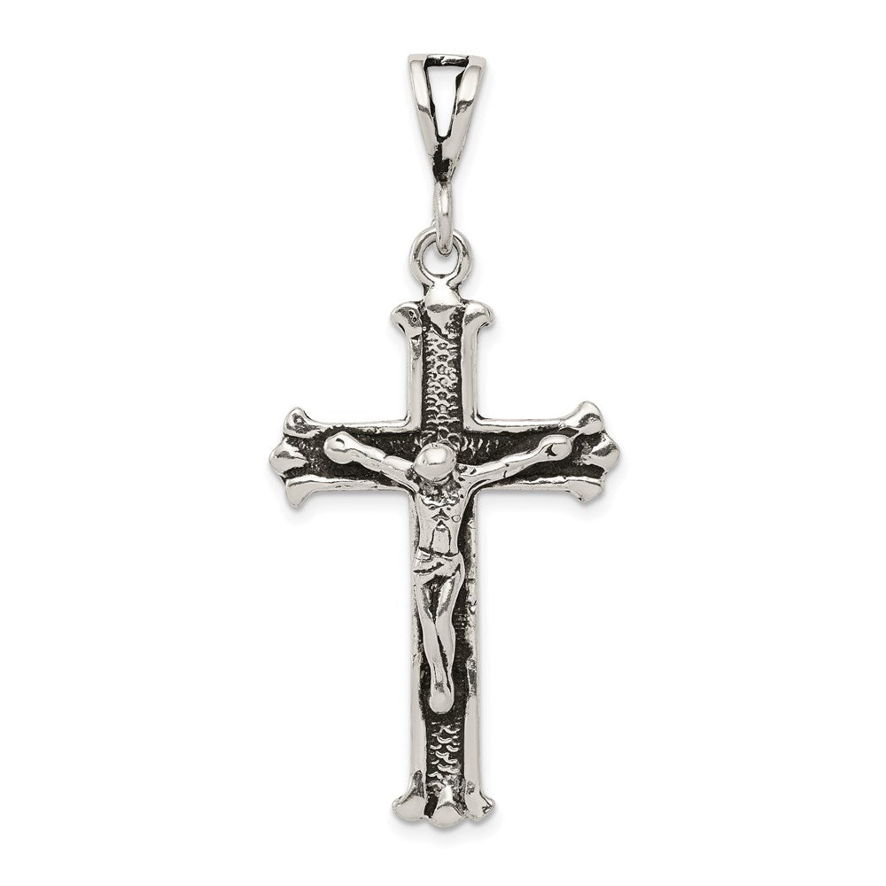 Sterling Silver Antiqued Crucifix Charm, 53 x 24 mm