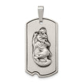 Sterling Silver Satin Antiqued St. Christopher Dog Tag Pendant, 36 x 16 mm