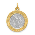 Sterling Silver Platinum-plated & Gold-plated St. Christopher Medal, 25 x 18 mm