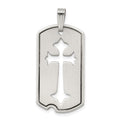 Sterling Silver Satin Antiqued Dog Tag with Cut out Cross Pendant, 38 x 16 mm