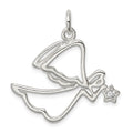 Sterling Silver CZ Angel Pendant, 31 x 27 mm