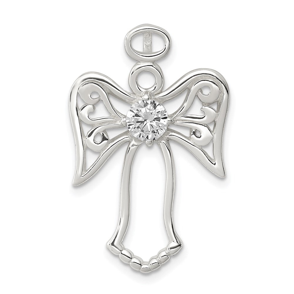 Sterling Silver CZ Angel Pendant, 28.63 x 20 mm