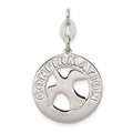 Sterling Silver Polished Confirmation Dove Charm, 31 x 19 mm