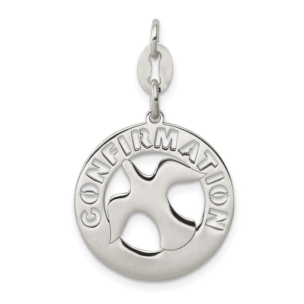 Sterling Silver Polished Confirmation Dove Charm, 31 x 19 mm