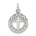 Sterling Silver Circle & Cross Pendant, 24 x 15 mm
