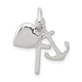 Sterling Silver Anchor & Heart Pendant, 22 x 19 mm