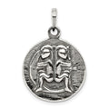 Sterling Silver Polished Antique Finish Gemini Horoscope Zodiac Pendant, 29 x 19 mm
