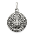 Sterling Silver Polished Antique Finish Cancer Horoscope Zodiac Pendant, 29 x 19 mm