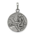 Sterling Silver Polished Antique Finish Virgo Horoscope Zodiac Pendant, 29 x 19 mm
