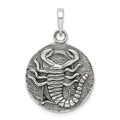 Sterling Silver Polished Antique Finish Scorpio Horoscope Zodiac Pendant, 29 x 19 mm