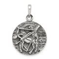 Sterling Silver Polished Antique Finish Sagittarius Horoscope Zodiac Pendan, 29 x 19 mm