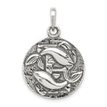 Sterling Silver Polished Antique Finish Pisces Horoscope Zodiac Pendant, 29 x 19 mm