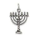 Sterling Silver Antiqued Menorah Charm, 27 x 18 mm