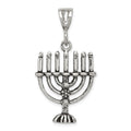 Sterling Silver Antiqued Menorah Charm, 42 x 22 mm