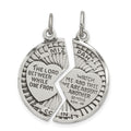 Sterling Silver Satin Antiqued 2-Piece Mizpah Pendant, 31 x 23 mm