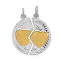 Sterling Silver Platinum-plated & Gold-plated Polished Mizpah 2-piece Penda, 31 x 23 mm