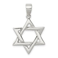 Sterling Silver Polished Star of David Pendant, 34 x 21 mm