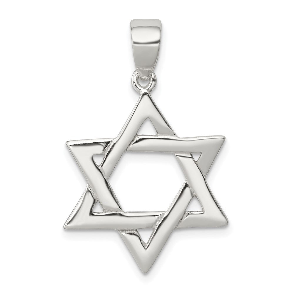 Sterling Silver Polished Star of David Pendant, 34 x 21 mm