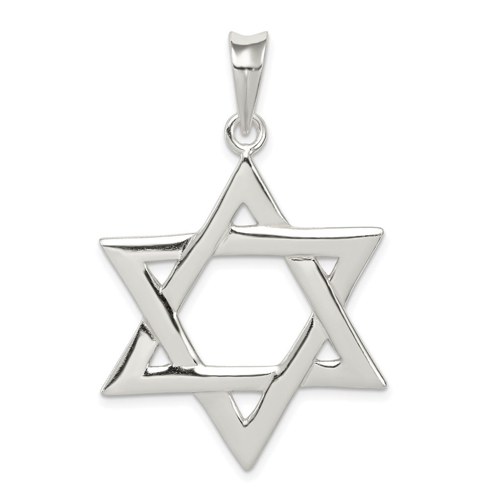 Sterling Silver Polished Star of David Pendant, 46 x 29 mm