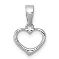 Sterling Silver Rhodium Plated Open Heart Pendant, 18 x 10 mm