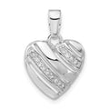 Sterling Silver Rhodium Plated CZ Heart Pendant, 22.2 x 15.25 mm