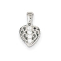 Sterling Silver CZ Heart Pendant, 18 x 10 mm