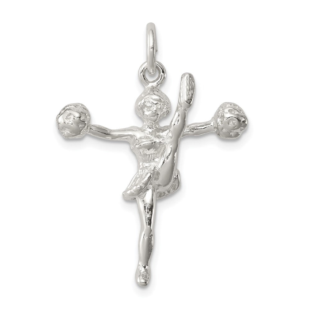 Sterling Silver Cheerleader Charm, 24 x 23 mm