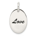 Sterling Silver Polished Enamel Love Pendant, 24 x 13 mm