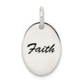 Sterling Silver Polished Enamel Faith Pendant, 18 x 13 mm
