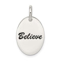 Sterling Silver Polished Enamel Believe Pendant, 18 x 13 mm