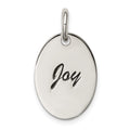 Sterling Silver Polished Enamel Joy Pendant, 18 x 13 mm