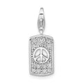 Sterling Silver CZ Peace Charm, 25.1 x 9.15 mm