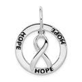 Sterling Silver Rhod Plated Hope Circle & Cancer Awareness Ribbon Pendant, 25 x 22 mm