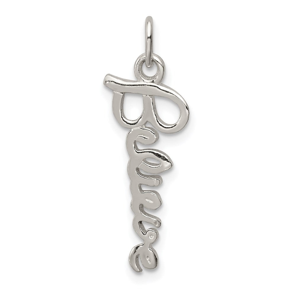 Sterling Silver Believe Pendant, 22 x 9 mm