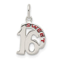 Sterling Silver Sweet 16 Pendant, 19 x 11 mm