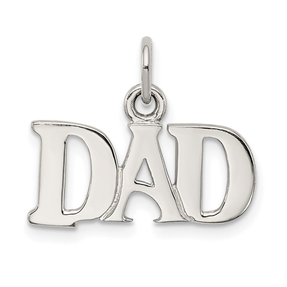 Sterling Silver Rhodium-plated Dad Charm, 16 x 18 mm