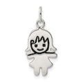 Sterling Silver Enameled Girl Charm, 23 x 11 mm