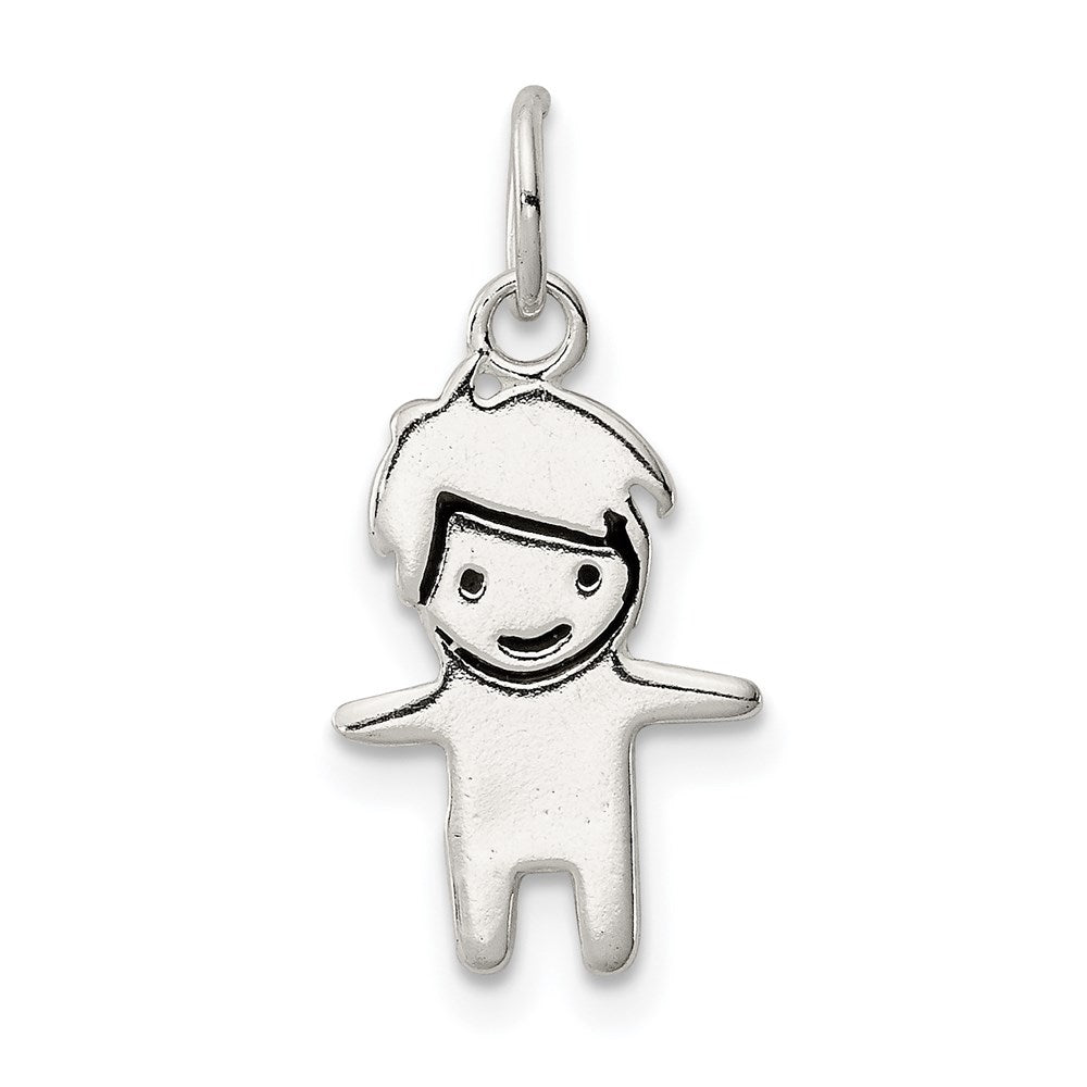 Sterling Silver Enameled Boy Charm, 22 x 10 mm