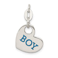 Sterling Silver Polished Enamel Boy Charm, 25 x 13 mm