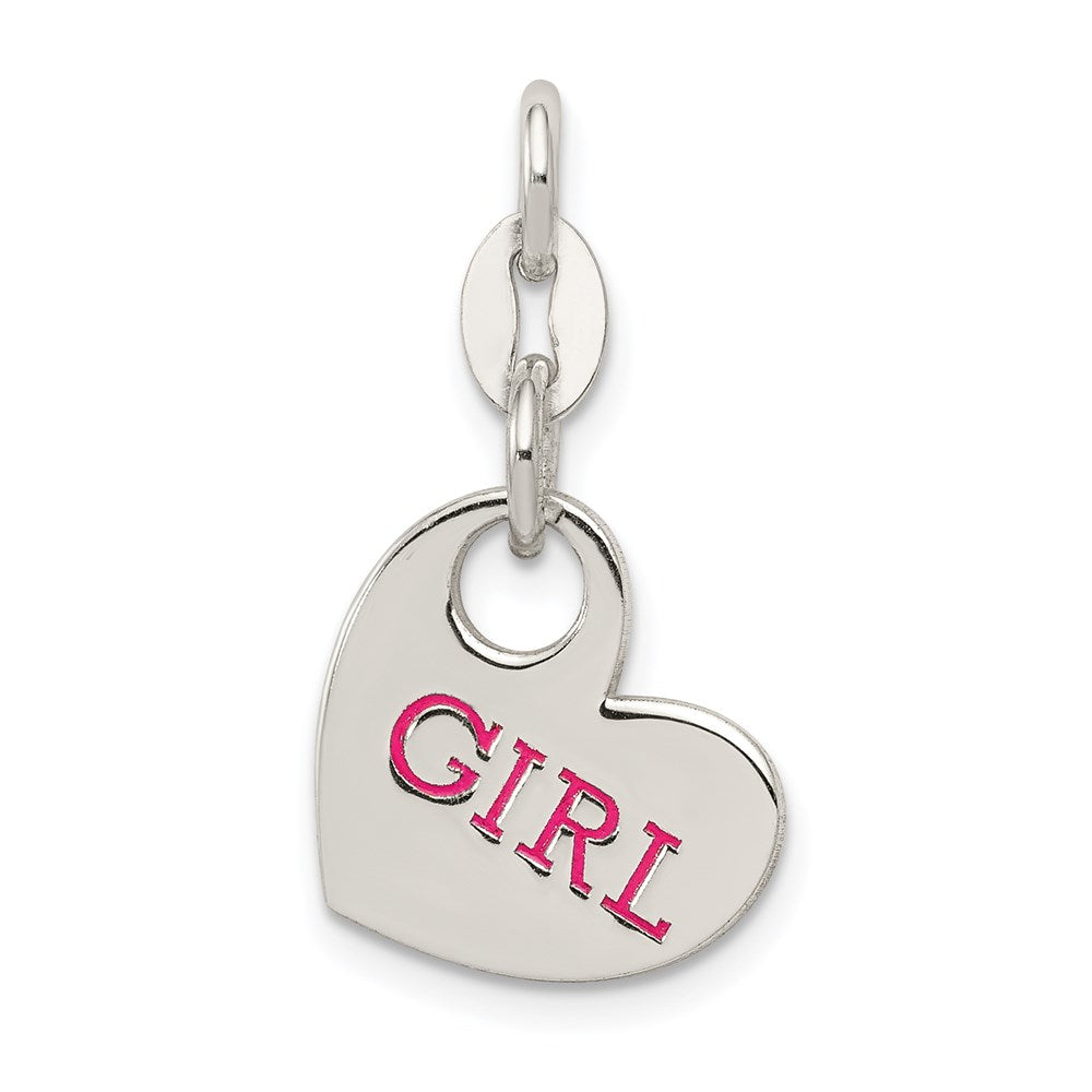 Sterling Silver Polished Enamel Girl Charm, 25 x 13 mm