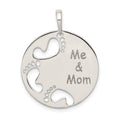 Sterling Silver Polished Me & Mom Pendant, 30 x 23 mm