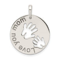 Sterling Silver Polished Love You Mom Pendant, 30 x 23 mm